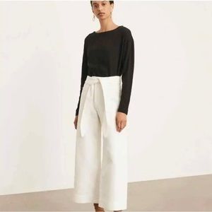 ADAY Crop It Up Pants White Tie Sz M.